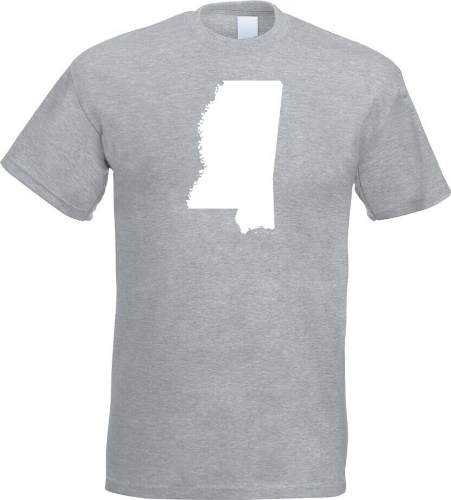 Kiwistar - T-Shirt - Graumeliert - USA - Bundesstaat - Mississippi Herren Funshirt Bedruckt Design Sprüche Spruch Motive - mit Motiv Bedruckt - Fu...