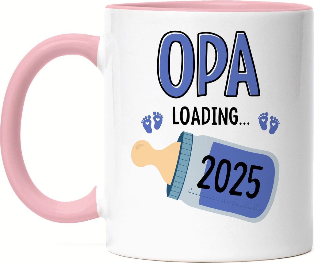 Opa Loading 2025 Tasse Rosa Geschenk Werdende Großväter Babynews mit Ladebalken Schwangerschaft Geschenkidee