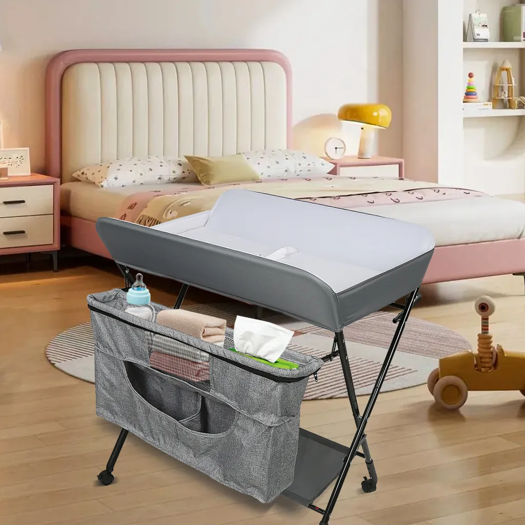 Table à langer gain de place pliable pour petits appartements - Gris 85cm - 7