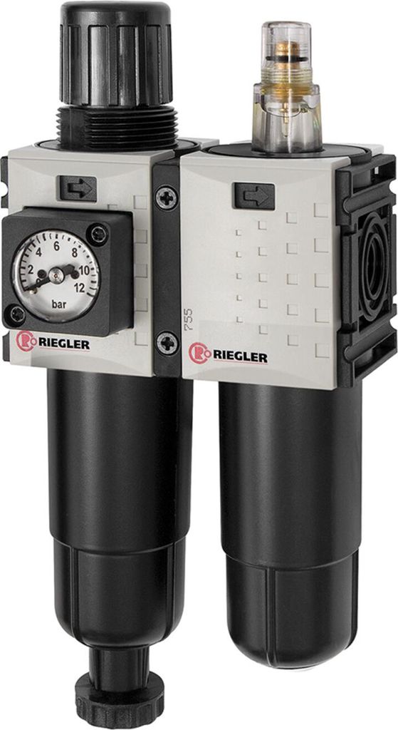 Riegler Wartungseinheit 2-tlg. »FUTURA-mini«, Metallb., Kompaktmano., G1/4, 0,5-10, HA