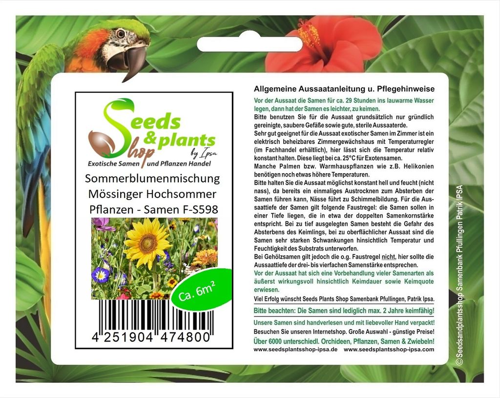 6 m² Sommerblumenmischung Mössinger Hochsommer Pflanzen - Samen F-S598