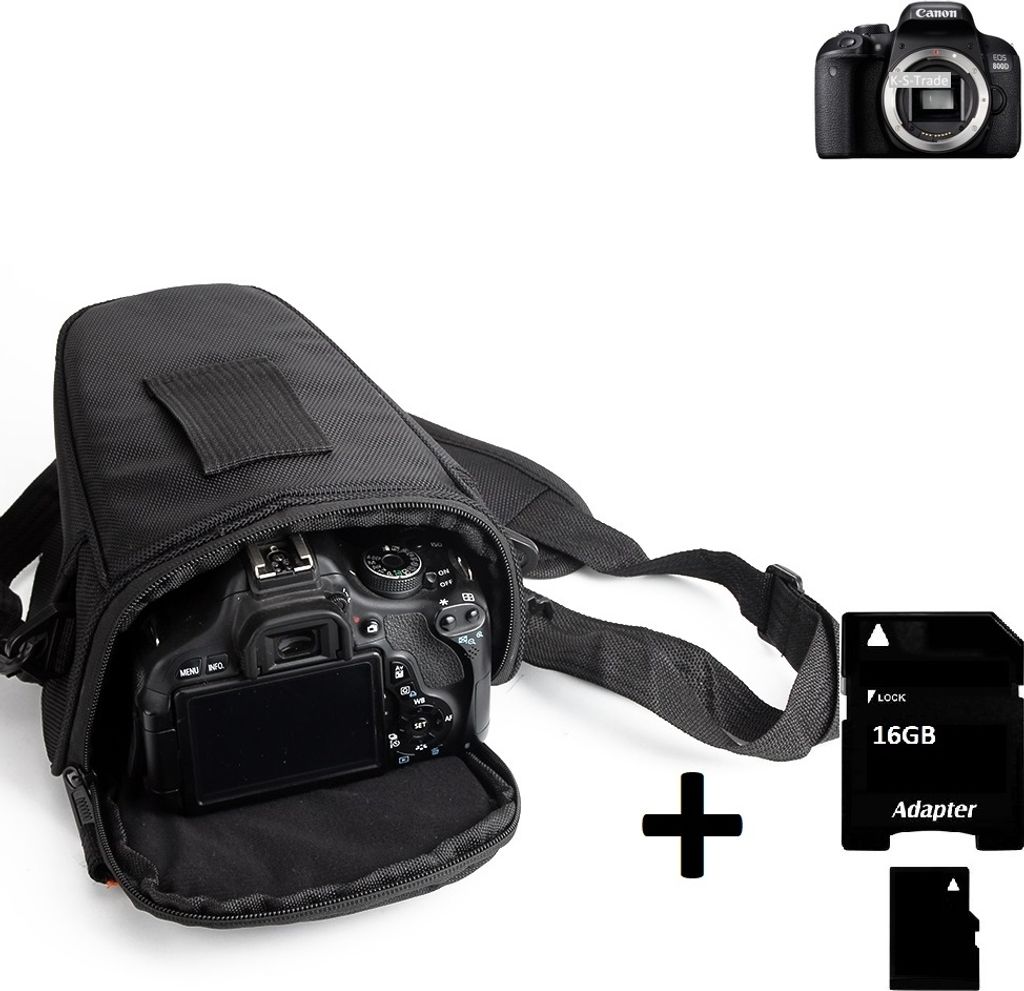 K-S-Trade Schultertasche kompatibel mit Canon EOS 800D Colt Kameratasche für Systemkameras DSLR DSLM SLR, Bridge etc., + 16GB Speicherkarte