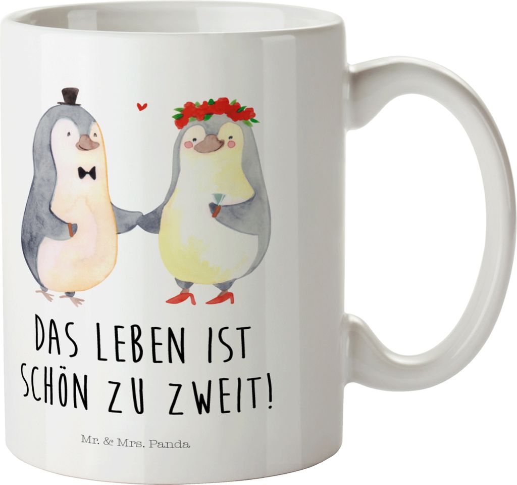 Mr. & Mrs. Panda Pott Pinguin Heirat - Weiß - Geschenk, Kunststoffbecher, Mann, Trinklernbecher, Verheiratet, Hochzeit, Just Married, Plastikbeche...