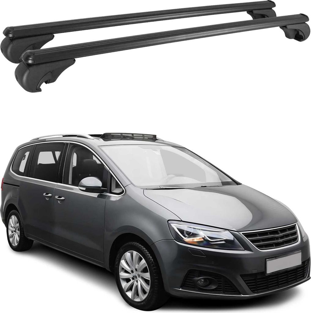 Dachträger für Seat Alhambra 2010-2025 Gepäckträger Grundträger Alu Schwarz 2x