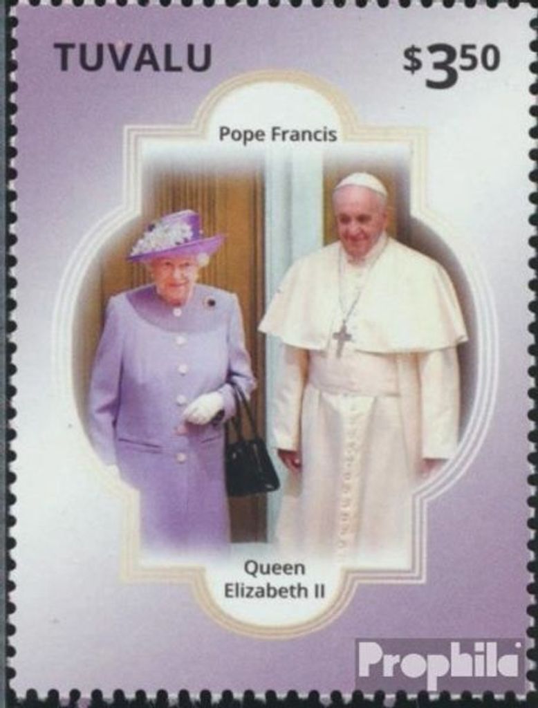 Briefmarken Tuvalu 2014 Mi 2012 (kompl.Ausg.) postfrisch Papst Franziskus bei Königin Elisabeth II.