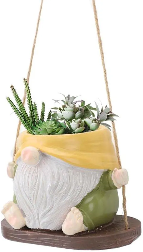 Plante grimpante à fleurs jaunes et nain de jardin résine résistante