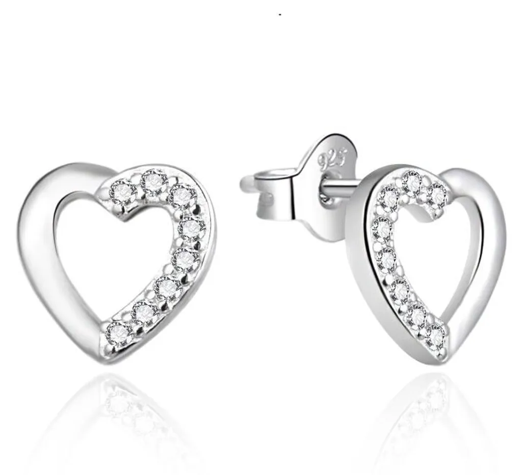 Cadeau idéal : boucles d'oreilles cœur argent et zircons AGT-E199PW