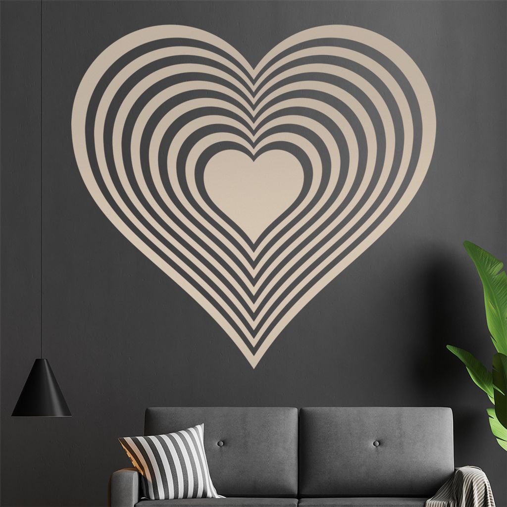 Herz Wandtattoo in 6 Größen - Wandaufkleber Wall Sticker - Dekoration, Küche, Wohnzimmer, Schlafzimmer, Badezimmer