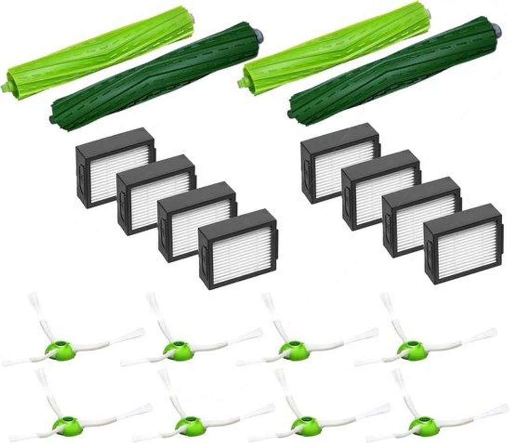 Accessoires für iRobot-roboter, 2 Sets Zentralrollen, 8x Filter, 8x Seitenborsten