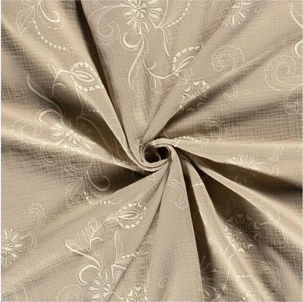 Musselin Stoff floral bestickt ab 50x130cm Double Gauze Mulltuch
