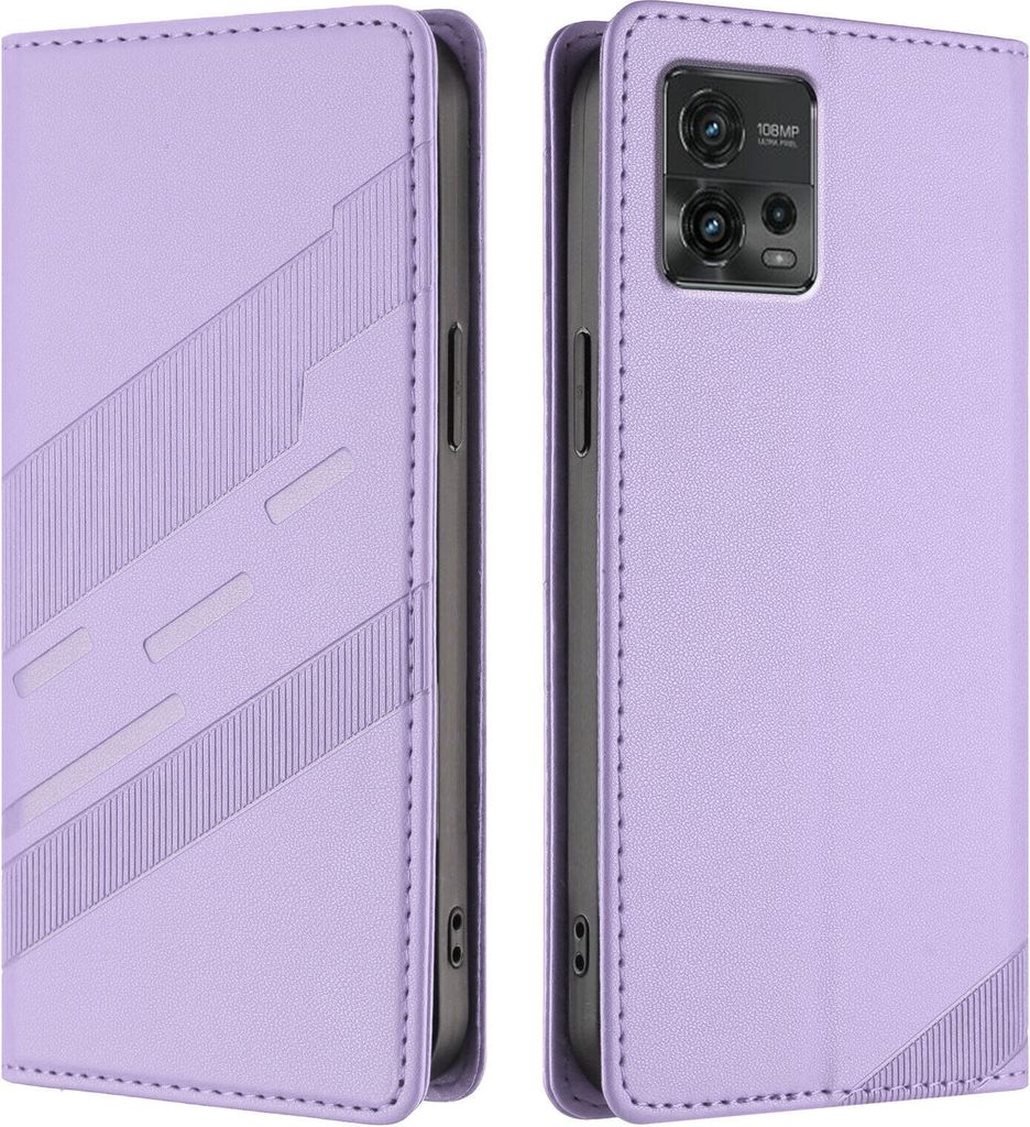 Hülle für Motorola Moto G72, Kunstleder Brieftaschen Handyhülle mit Kartenfach und Standfunktion Violett