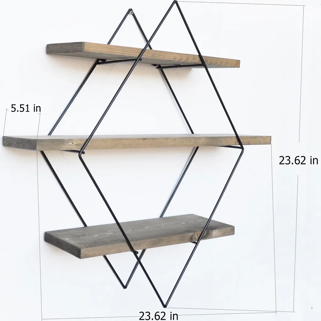 Étagère Murale Gain de Place en Noyer Skye Decor Wr007 - Bois 60x60 cm - 3