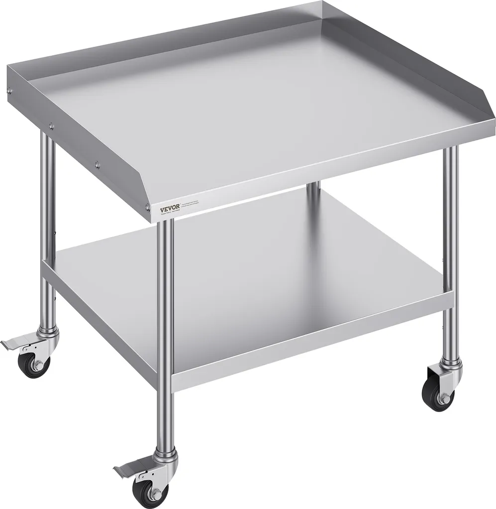 Table de préparation professionnelle inox à roulettes pour cuisine de restaurant
