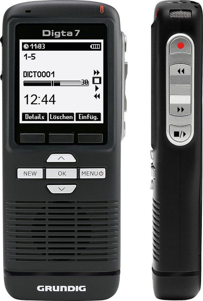 GRUNDIG Digta 7010-12 Diktiergerät mit Drucktasten für einfaches Diktat