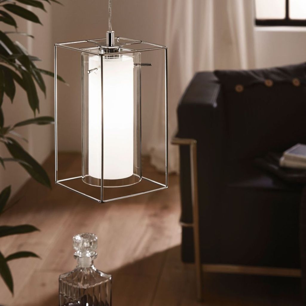 Eglo 94377 Loncino 1 Hängeleuchte E27 Stahl chrom klar weiss