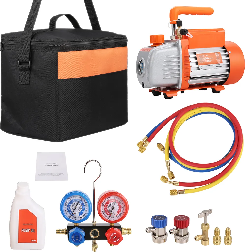 Kit Entretien Climatisation Pompe à Vide et Manomètre R134a et R410a