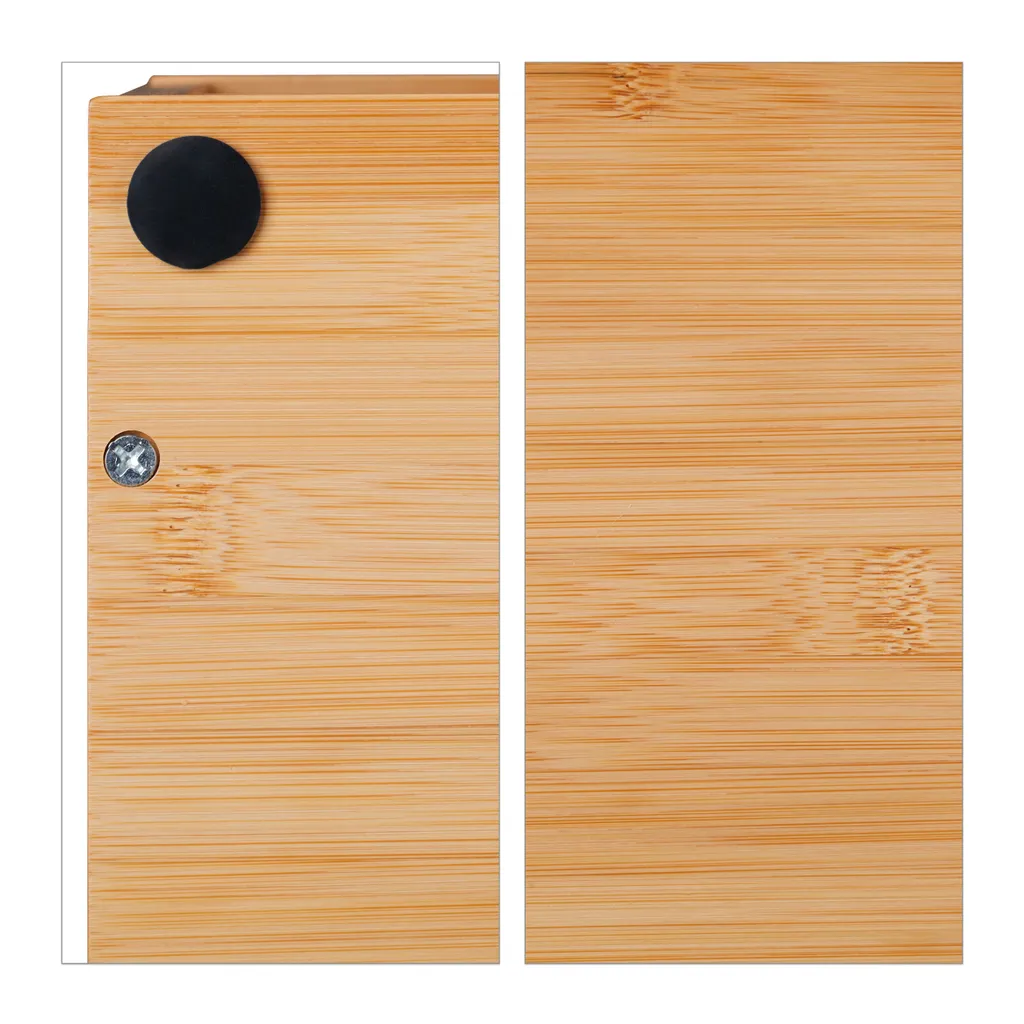 Portapenne Da Scrivania In Bambù – Organizer Con 4 Scomparti Di Diverse Dimensioni, Aspetto Naturale, 12x16x10,5 Cm, Per Ufficio E Cameretta - Foto 2