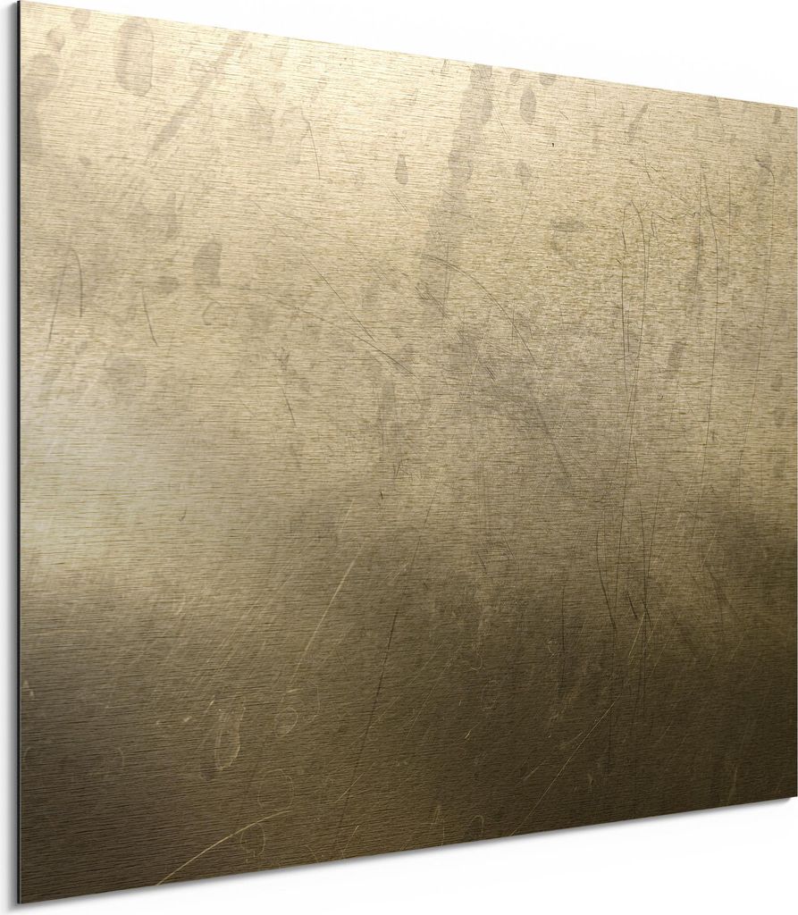 DEQORI Alu-Dibond Bild Gold 40x30 cm 'Abgenutzter Edelstahl' Wandbild Metall dünn Design