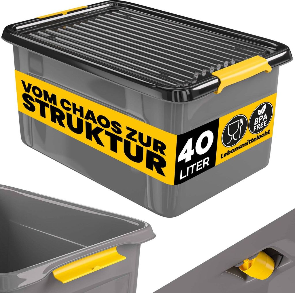 Storage box grey/anthracite 58x39x25cm stackable