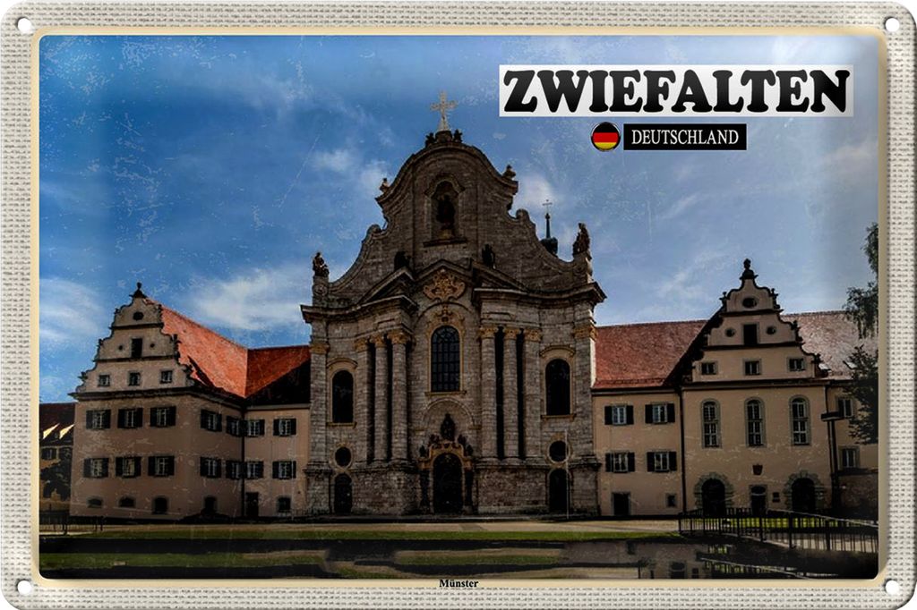 Blechschild Städte Zwiefalten Münster Gebäude 30x20cm