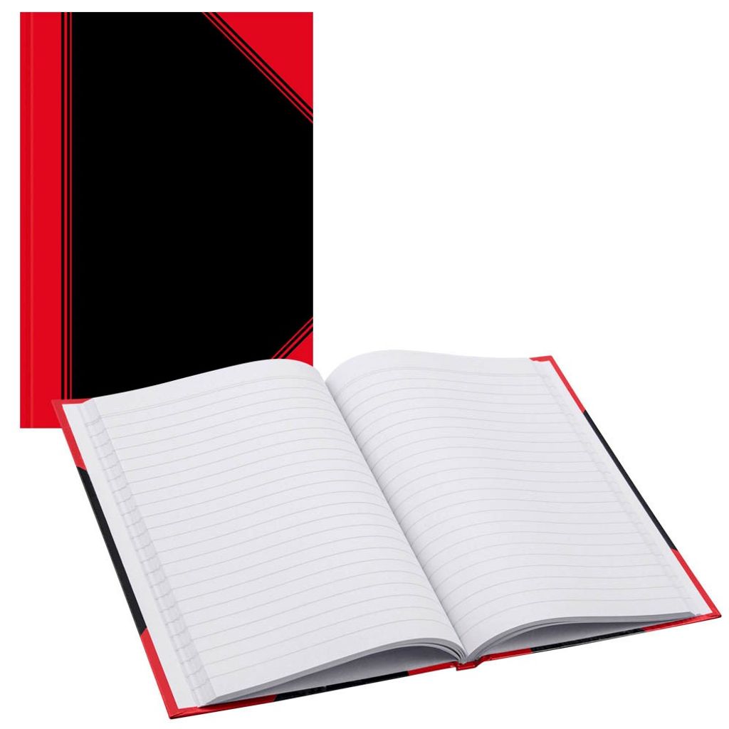 A closed notebook is shown in the background, and an open notebook is in the foreground.