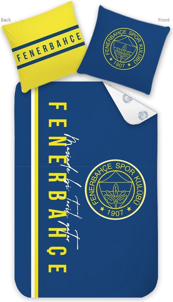 Fenerbahçe Bettwäsche-Set 2 teilig 135x200 + 80x80 cm, 100% Baumwolle, super weich, doppelseitig, Kinderbettwäsche für Jungen & Mädchen