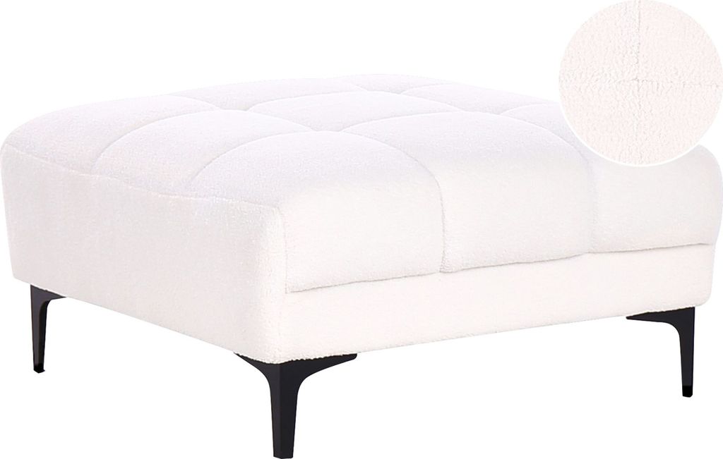 BELIANI Ottomane Weiß Bouclé Stoff Rechteckig 88 x 80 cm Gesteppt Steppstoff Fußablage Fußhocker für Sofa Wohnzimmer