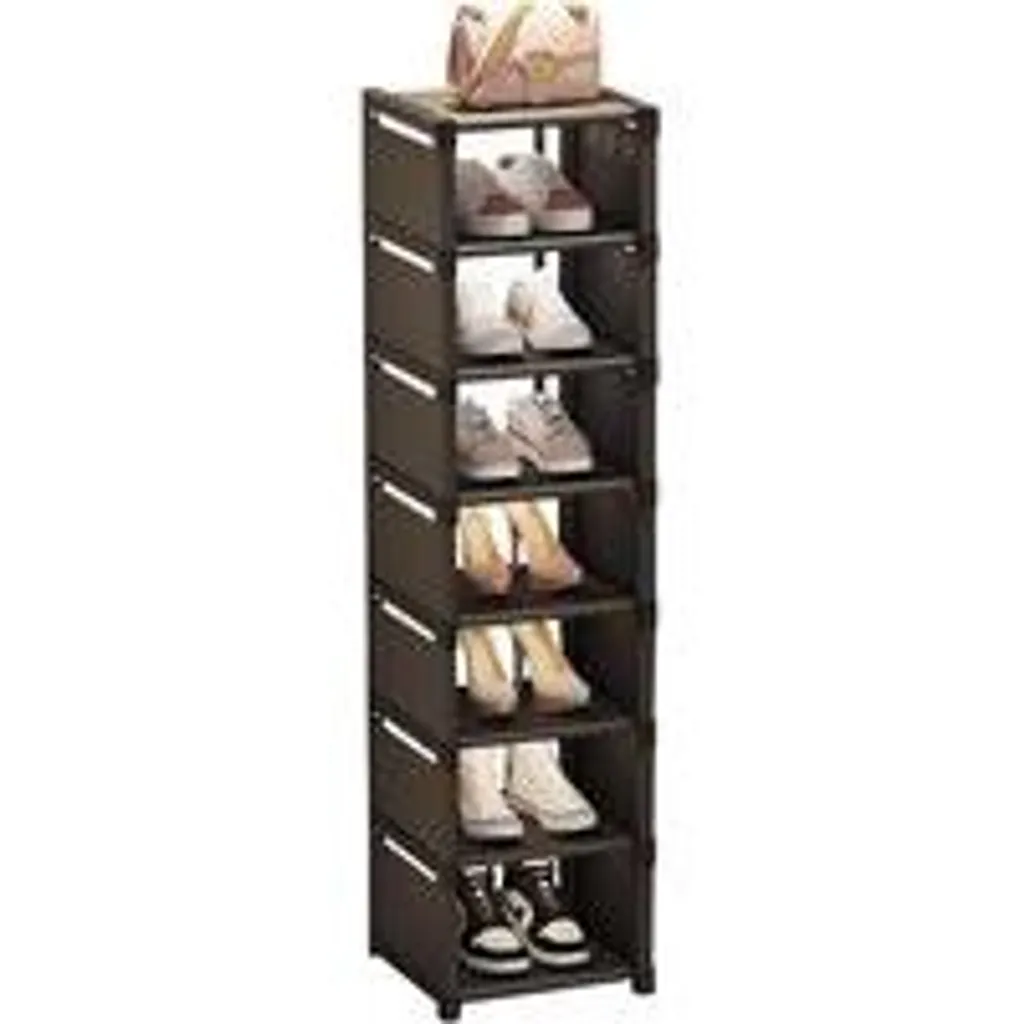 Étagère à chaussures haute 8 niveaux noire pour petits espaces et entrée
