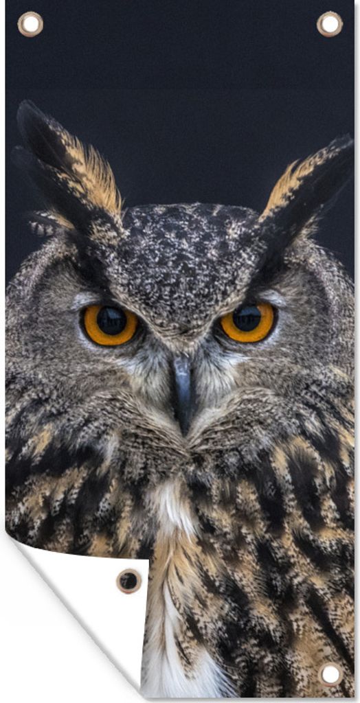 MuchoWow 30x60 cm Outdoor-Poster Gartendeko Sichtschutz Garten Poster für den Garten Uhu Porträt