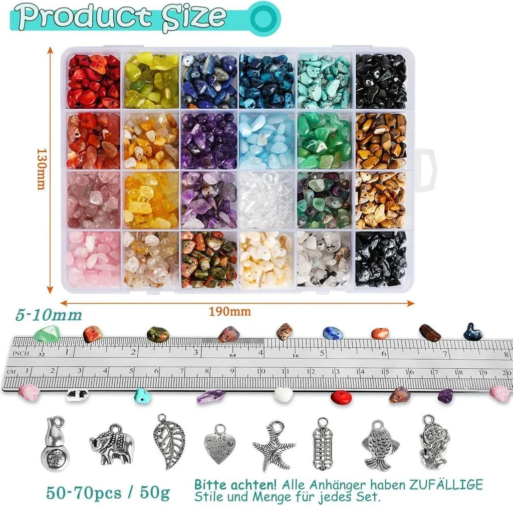 Kit Perles de Gemmes Naturelles 24 Couleurs avec Boucles d'Oreille Argent - 6