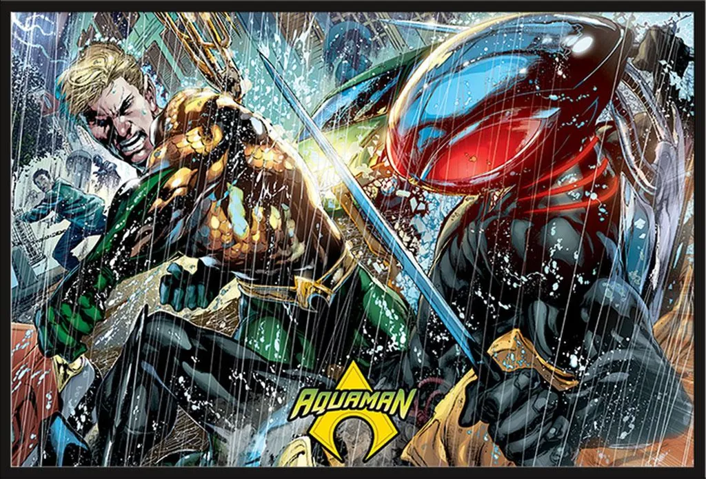Décoration Murale Aquaman Justice League : Poster Encadré Noir et Vitre