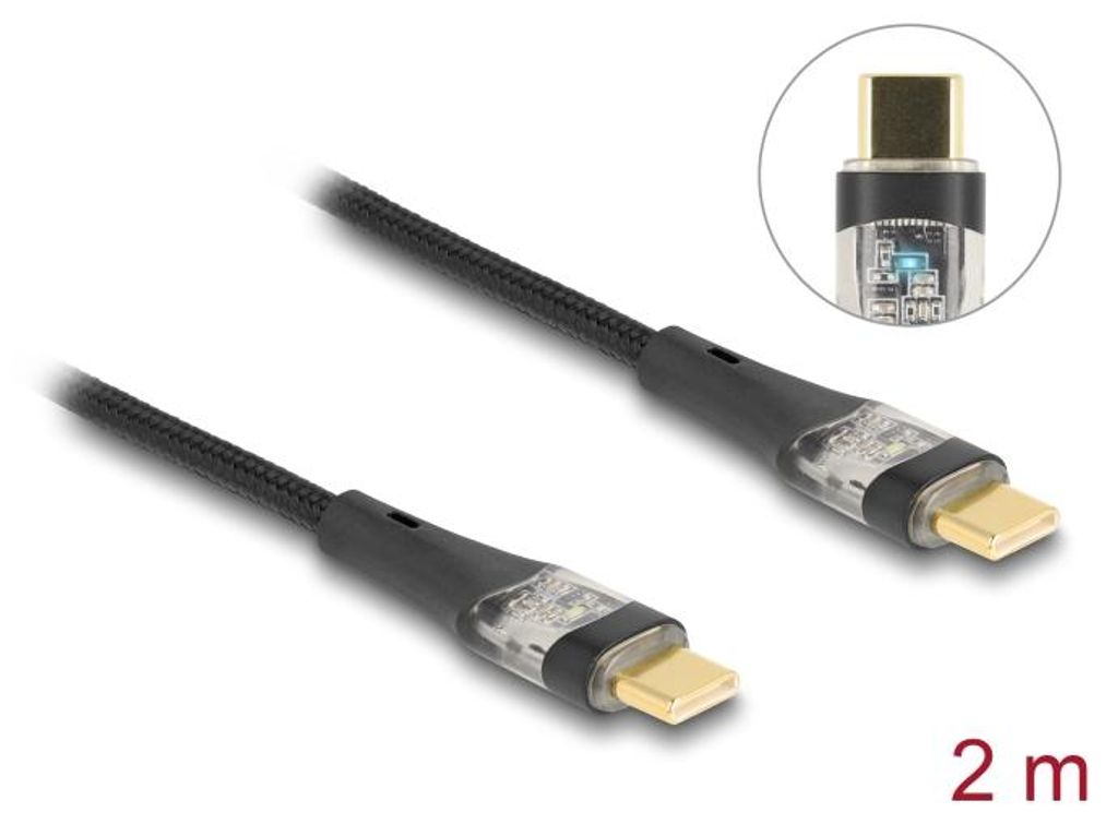 DELOCK USB 2.0 Typ-C St. zu St. transparent PD 3.0 100 W 2 m