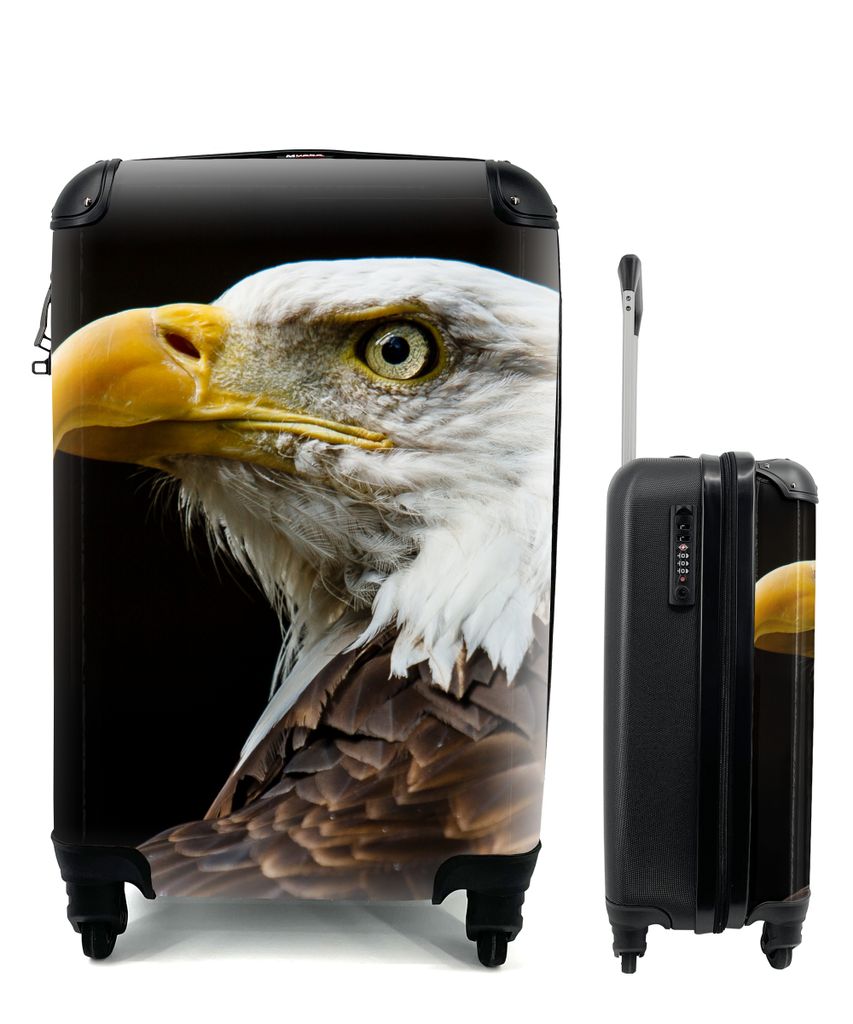 MuchoWow Koffer Handgepäck Trolley Rollkoffer Kleine Reisekoffer mit 4 Rollen - Adler - Vogel - Augen - Schnabel - Cabin Size < 55x40x23 cm & 55...