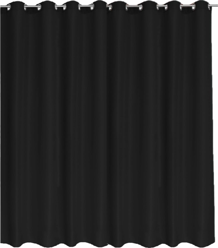 Gardine in Überbreite Blickdicht 300(B) x 245 (L) Abdunkelnd Gardine Schal Vorhang Schwarz mit Ösen