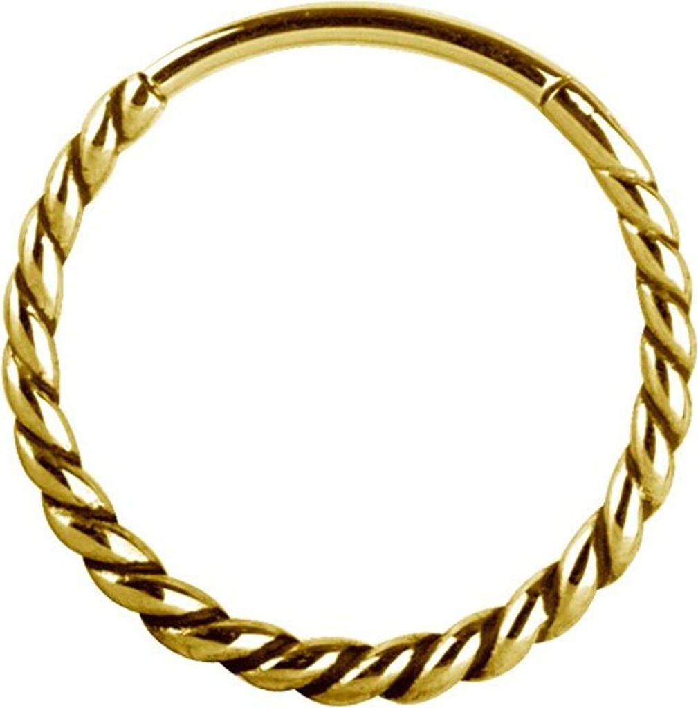 Karisma Edelstahl Hinged Scharnier Conch Segment Ring Twisted Rope Ohrring Nase 1,2x11mm - Gold