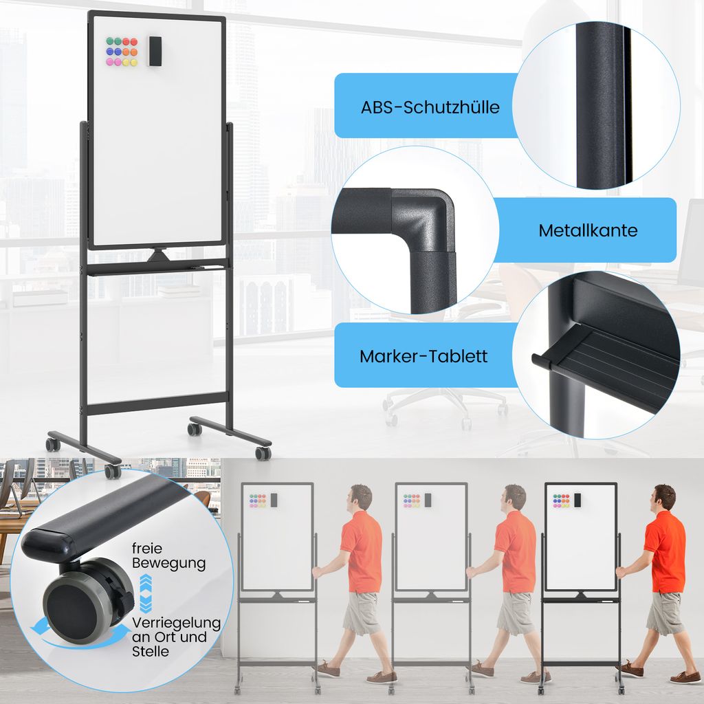 Oboustranná mobilní tabule COSTWAY, 60 x 90 cm, výškově Obrázek produktu 6