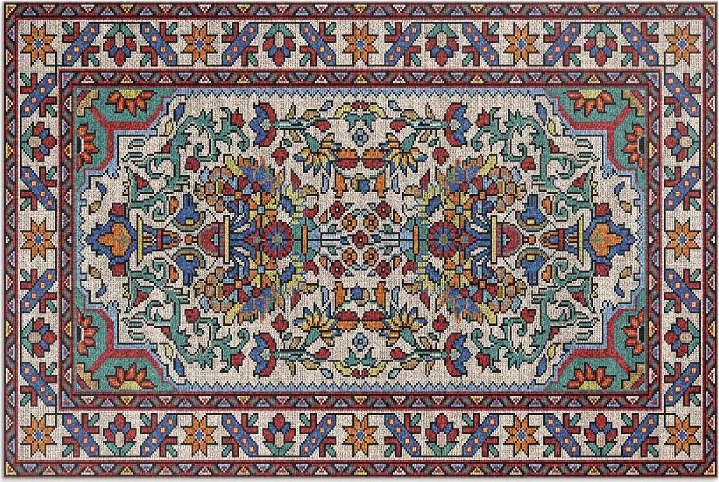 Reichhaltiges Muster im gestickten türkischen Stil – Vinylteppich – 120x180 cm – Outdoor Teppich – Terrasse – Wetterfest – Modern