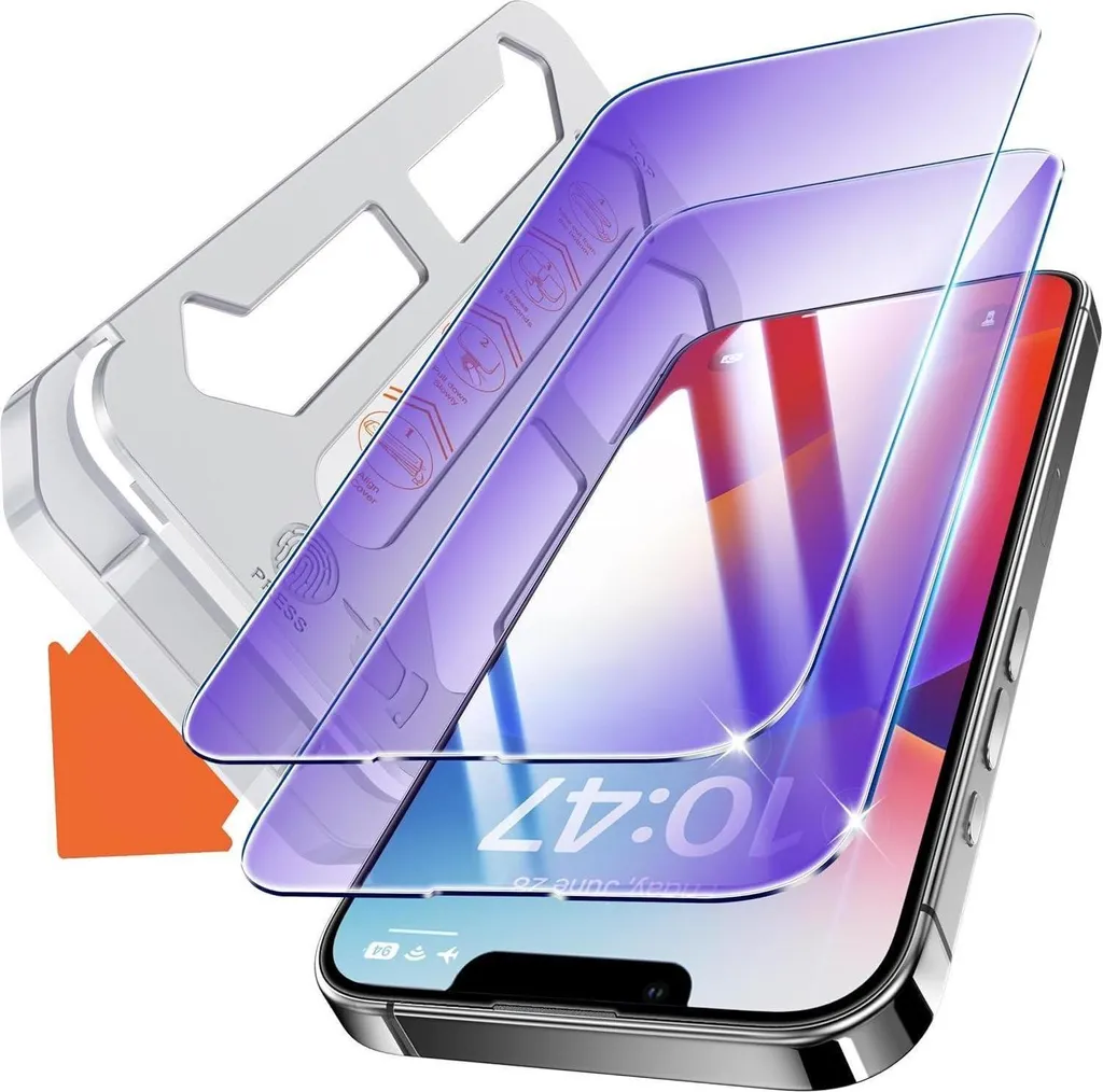 Film protection écran iPhone 14 Plus et 13 Pro Max en verre trempé 9H+ x2