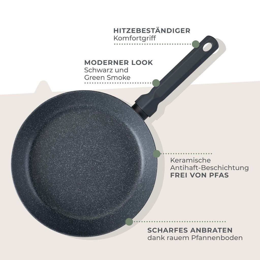 Fackelmann Balance 28cm Pfanne Recyceltes Aluminium, Keramik-Antihaft Induktionsgeeignet, Hitzebeständiger Griff 3 Jahre Garantie, -frei