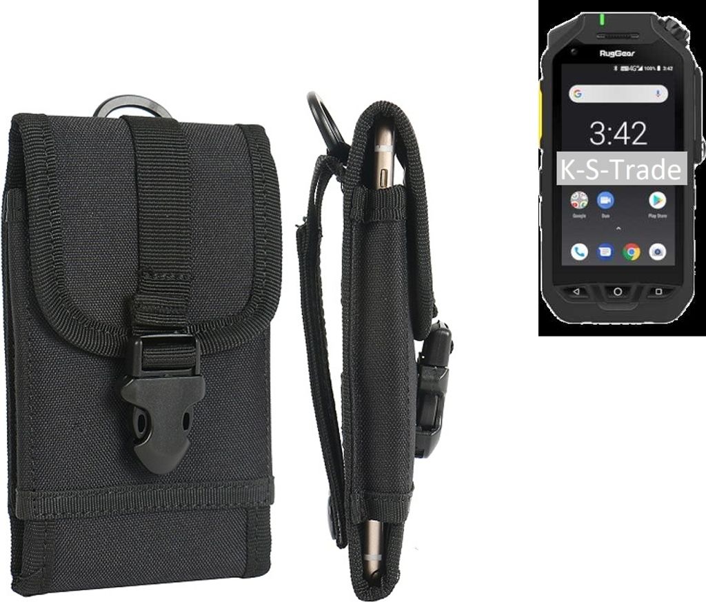 K-S-Trade Holster Handy Hülle kompatibel mit Ruggear RG725 Holster Handytasche Gürtel Tasche Schutz Hülle Robust Outdoor schwarz