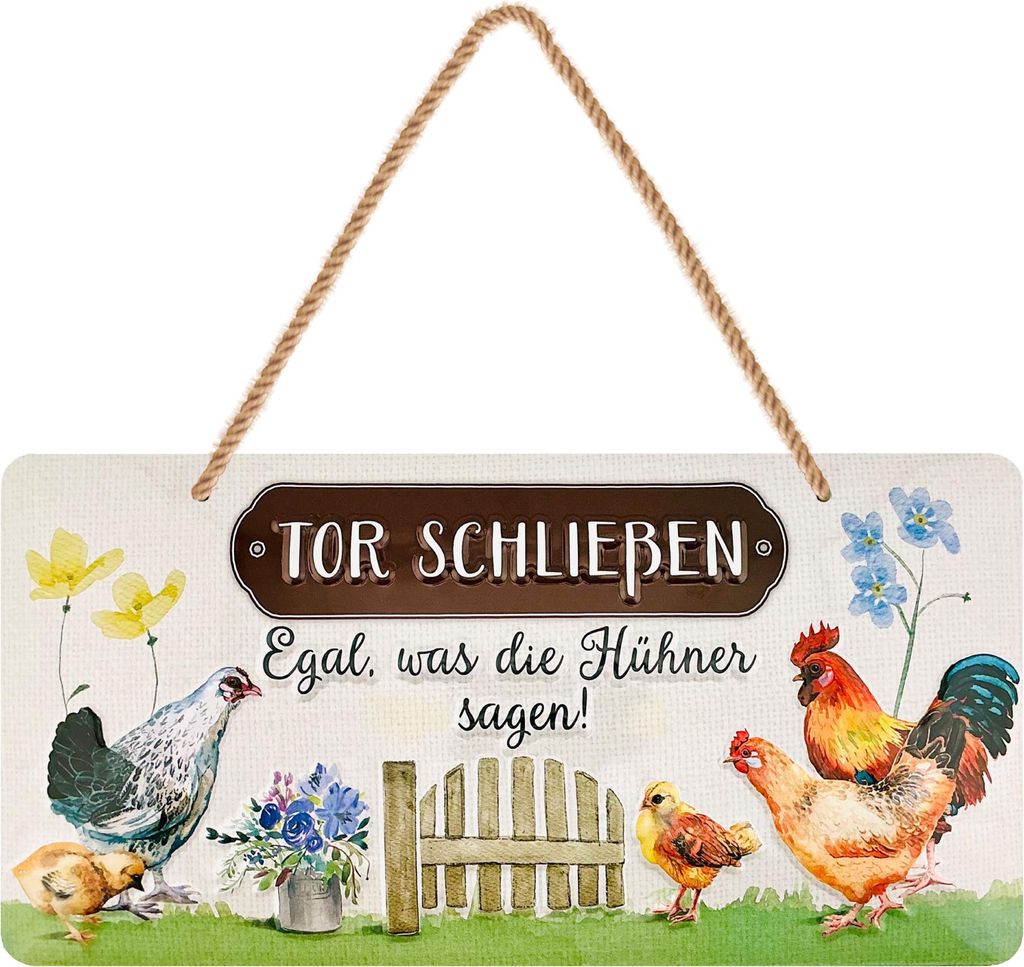 Blechschild Hühnerstall Schild, Hühner Schild Tor Schließen, Hühner Deko Geschenk als Hühnerstall Zubehör 16x32cm