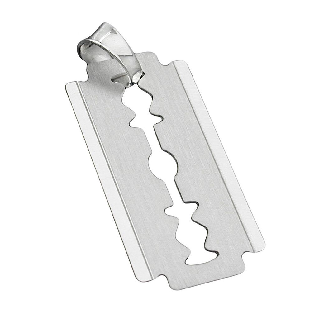 Anhänger 30x15mm Rasierklinge matt-glänzend Silber 925 silber 30x15mm