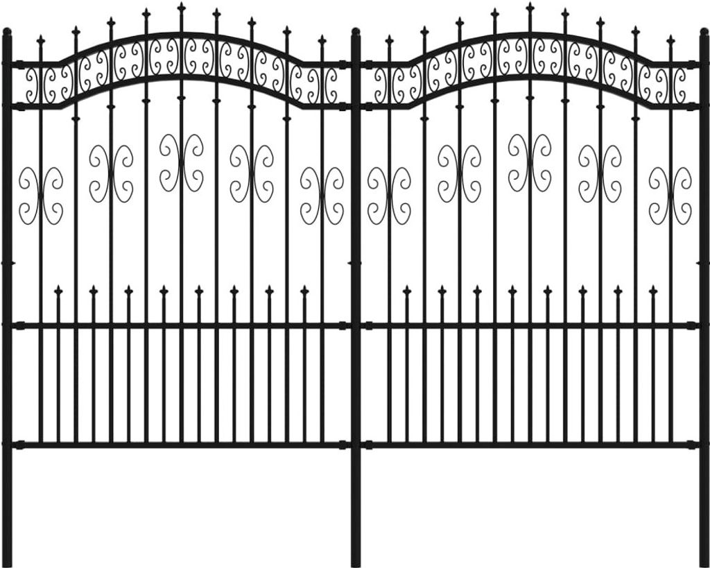 Gartenzaun mit Speerspitzen Schwarz 190 cm Stahl