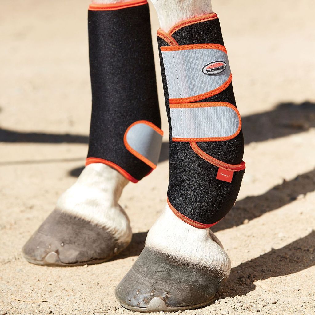Weatherbeeta Therapy-Tec Sportgamaschen, Farbe:Schwarz/Silber/Rot, Größe:Pony