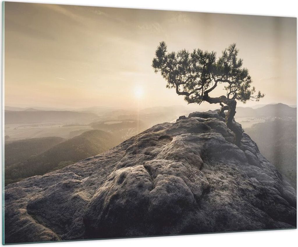 Bilder auf glas - Einteilig - Alt Kiefer Berge - 100x70cm - Glasbilder - Wandbilder - Bilder - zum Aufhängen bereit - Wanddekoration aus Glas - Gl...