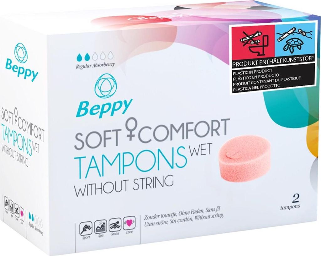 BEPPY - Zachte, comfortabele tampons, vochtig, 2 stuks Productafbeelding 