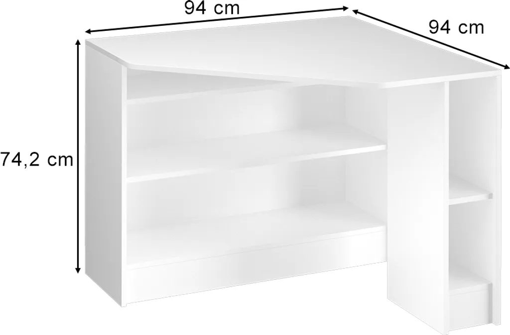 Bureau d'angle blanc compact Vicco Alvaro 94x94 cm Surface Résistante