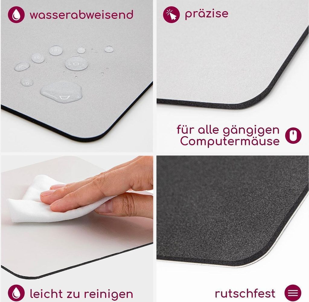 Weißes Mauspad 24x19 Cm - Rutschfest Und Wasserabweisend