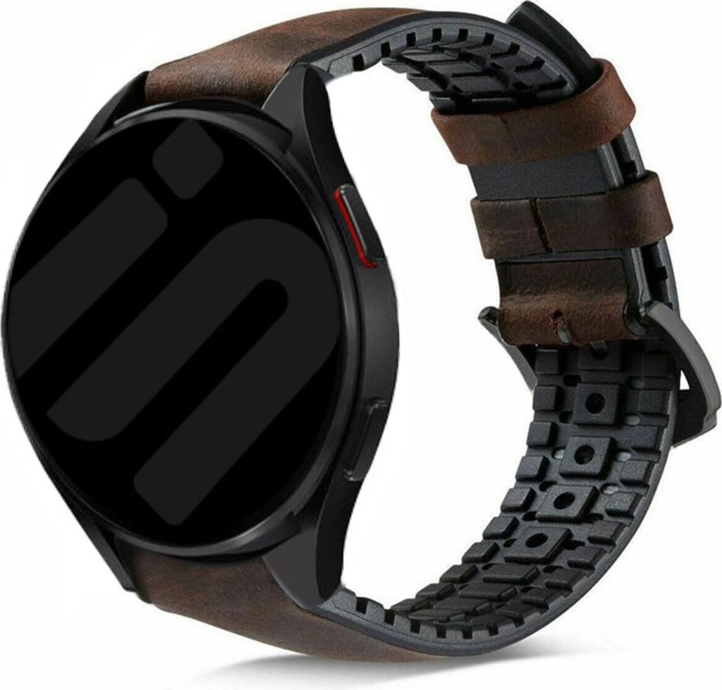 Strap-it Samsung Galaxy Watch 6 Classic 47mm siliconen/Leder Armband (Braun)