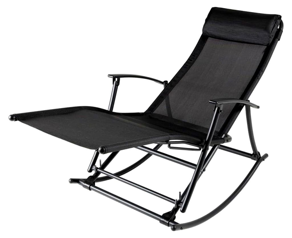 Garten-Schaukelstuhl aus Stahl und Textilene in Schwarz für Balkon und Terrasse